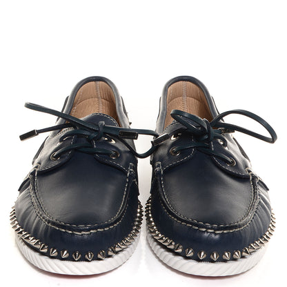 Christian Louboutin Mens Calfskin Steckel Spikes Boat Shoe 45 Navy 2 of 6