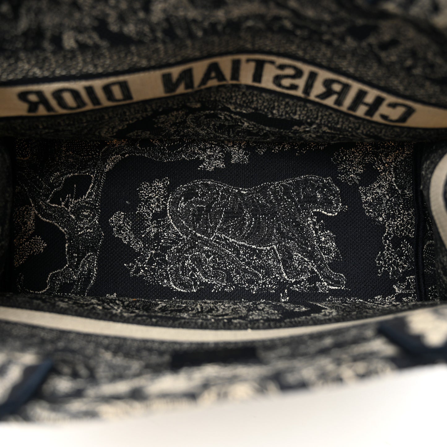 Canvas Embroidered Medium Dioriviera Toile De Jouy Reverse Book Tote Blue