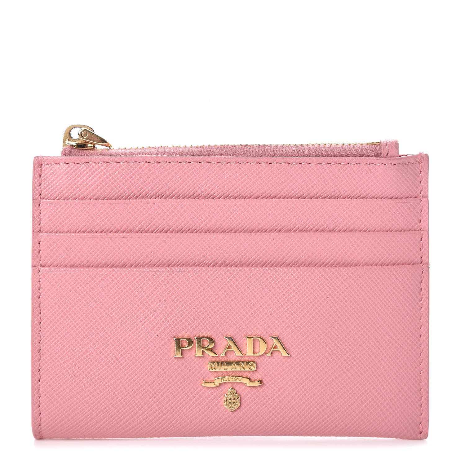 Prada Saffiano Metal Zip Card Holder Peonia 1 of 7