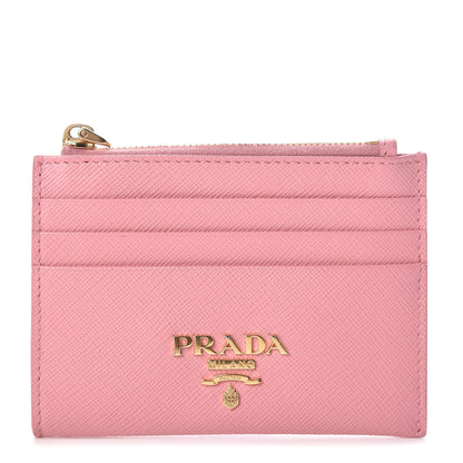 Prada Saffiano Metal Zip Card Holder Peonia 1 of 7
