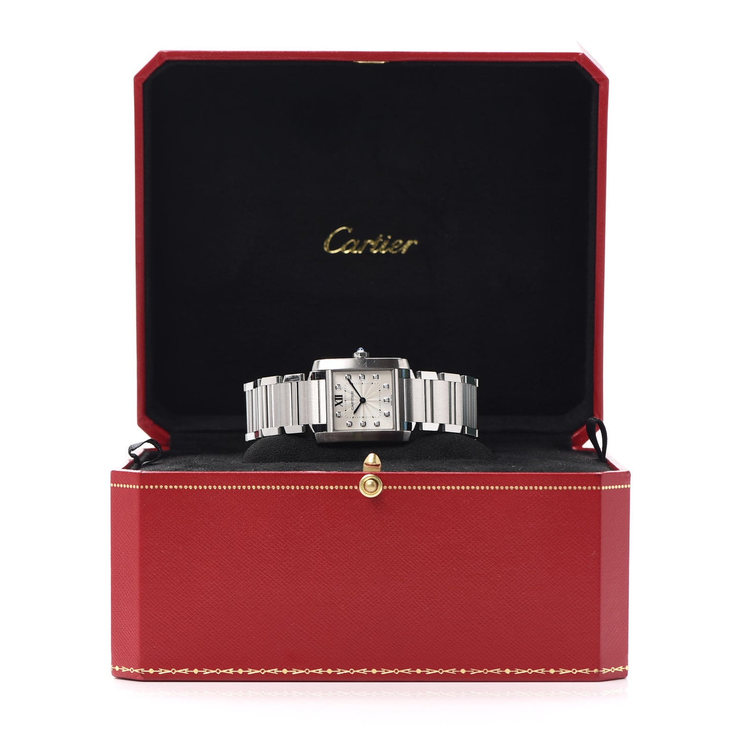 Stainless Steel Diamond 25mm Tank Francaise Quartz Watch