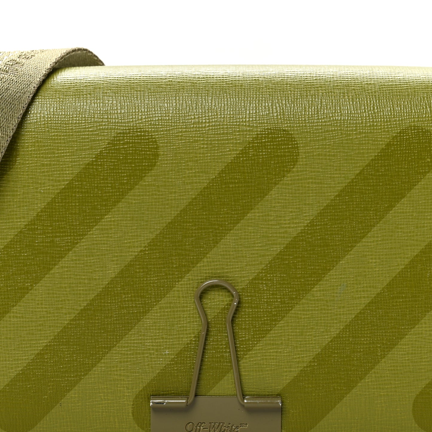 Saffiano Striped Mini Diag Binder Clip Bag Green