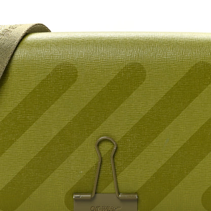 Off-White Saffiano Striped Mini Diag Binder Clip Bag Green 7 of 9