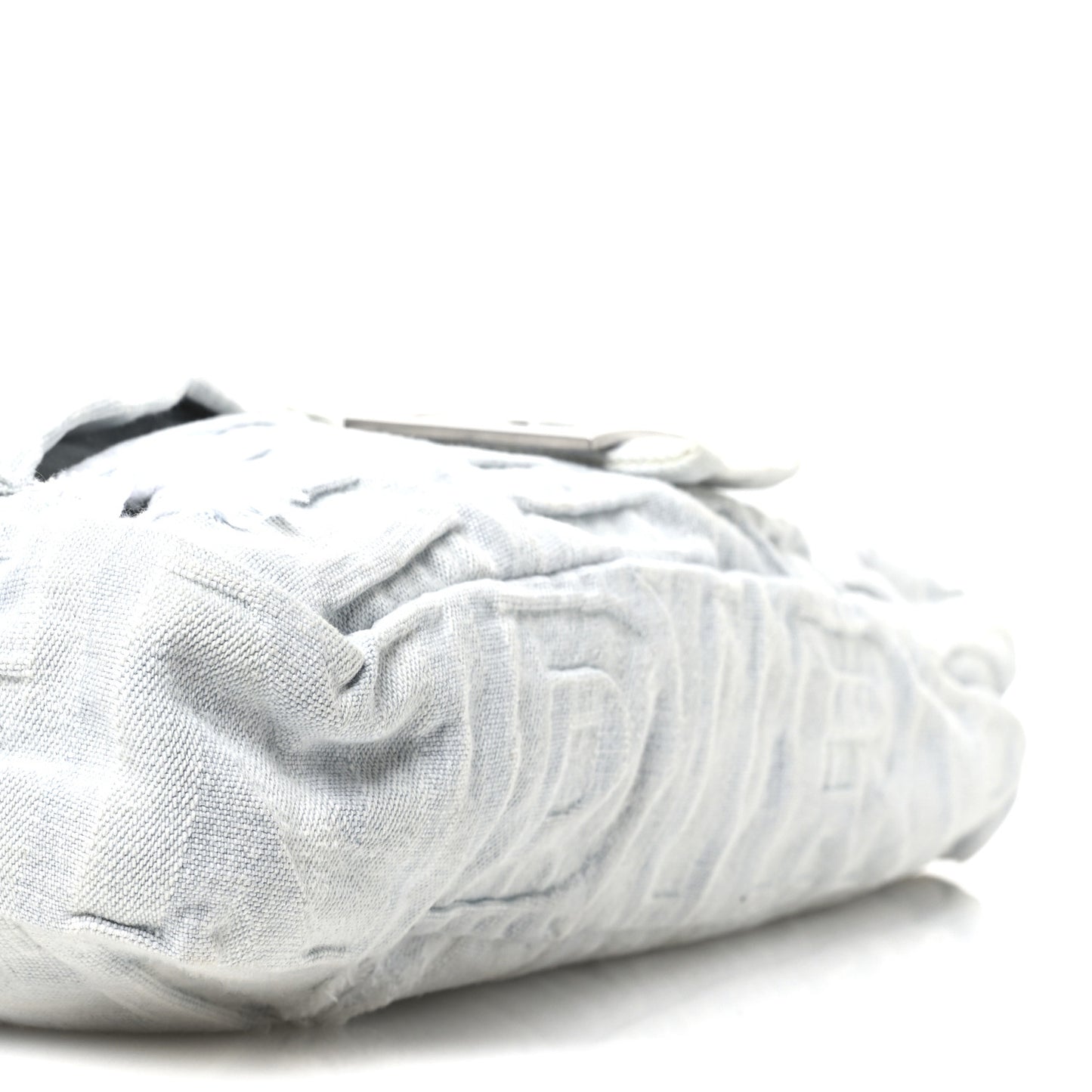 X MARC JACOBS Bleached Denim Logo Maxi Baguette Off White