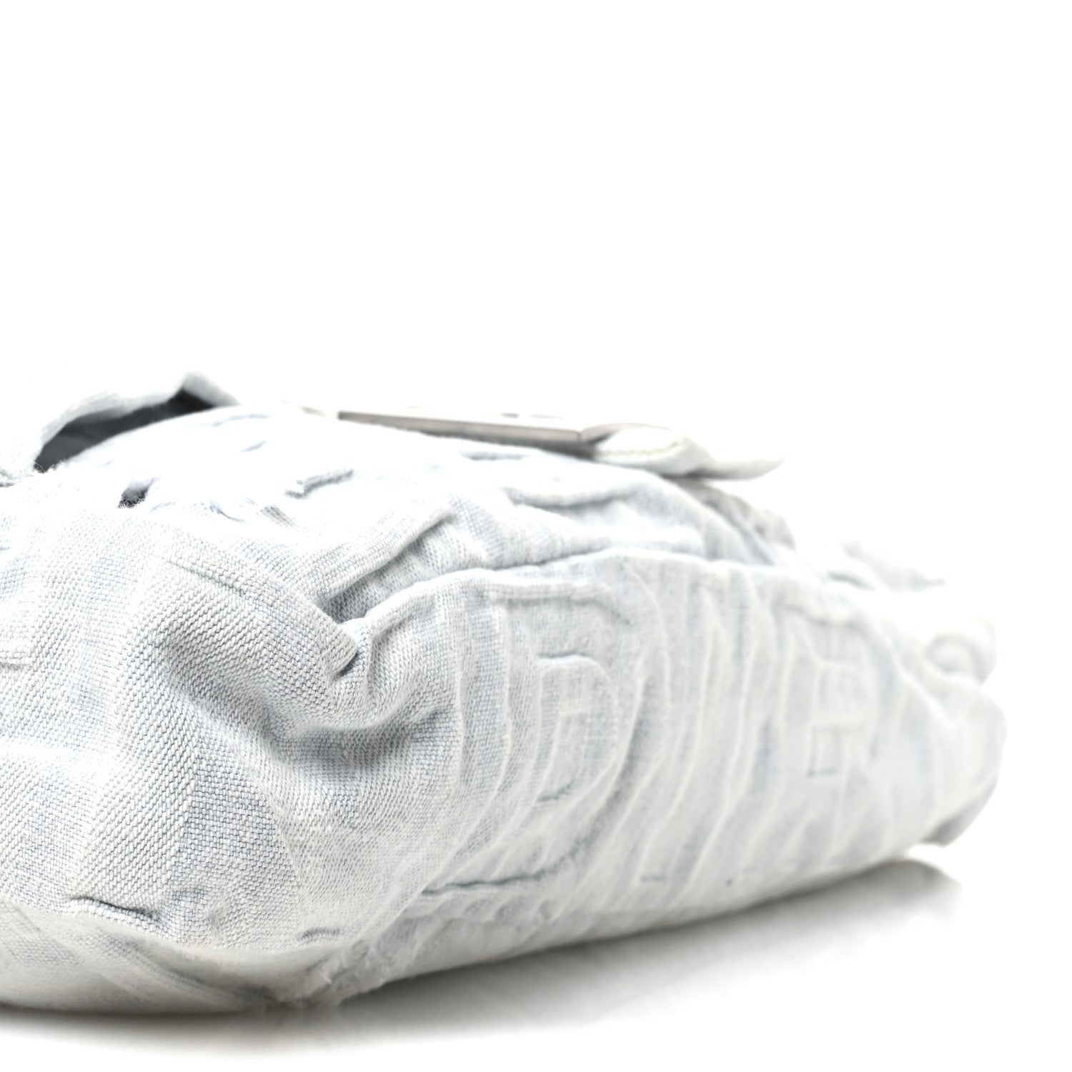 Fendi X MARC JACOBS Bleached Denim Logo Maxi Baguette Off White 10 of 12