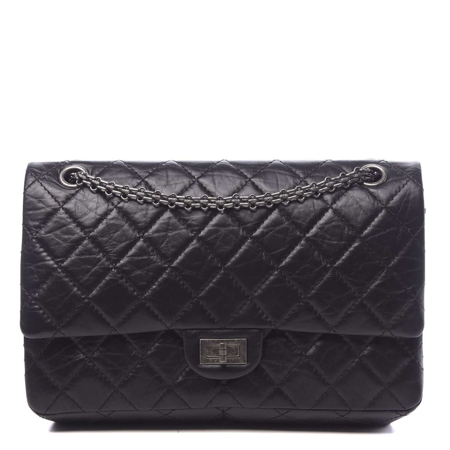 Aged Calfskin Quilted 2.55 Reissue 226 Flap Black