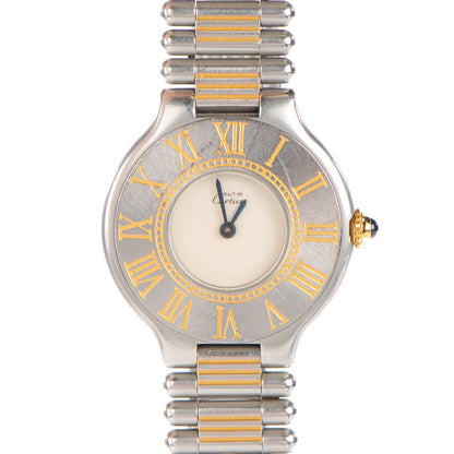 Cartier Stainless Steel 18K Yellow Gold 28mm Must De 21 Watch 1 of 8
