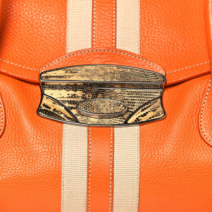 Prada Vitello Daino Lizard Shoulder Bag Orange 8 of 16
