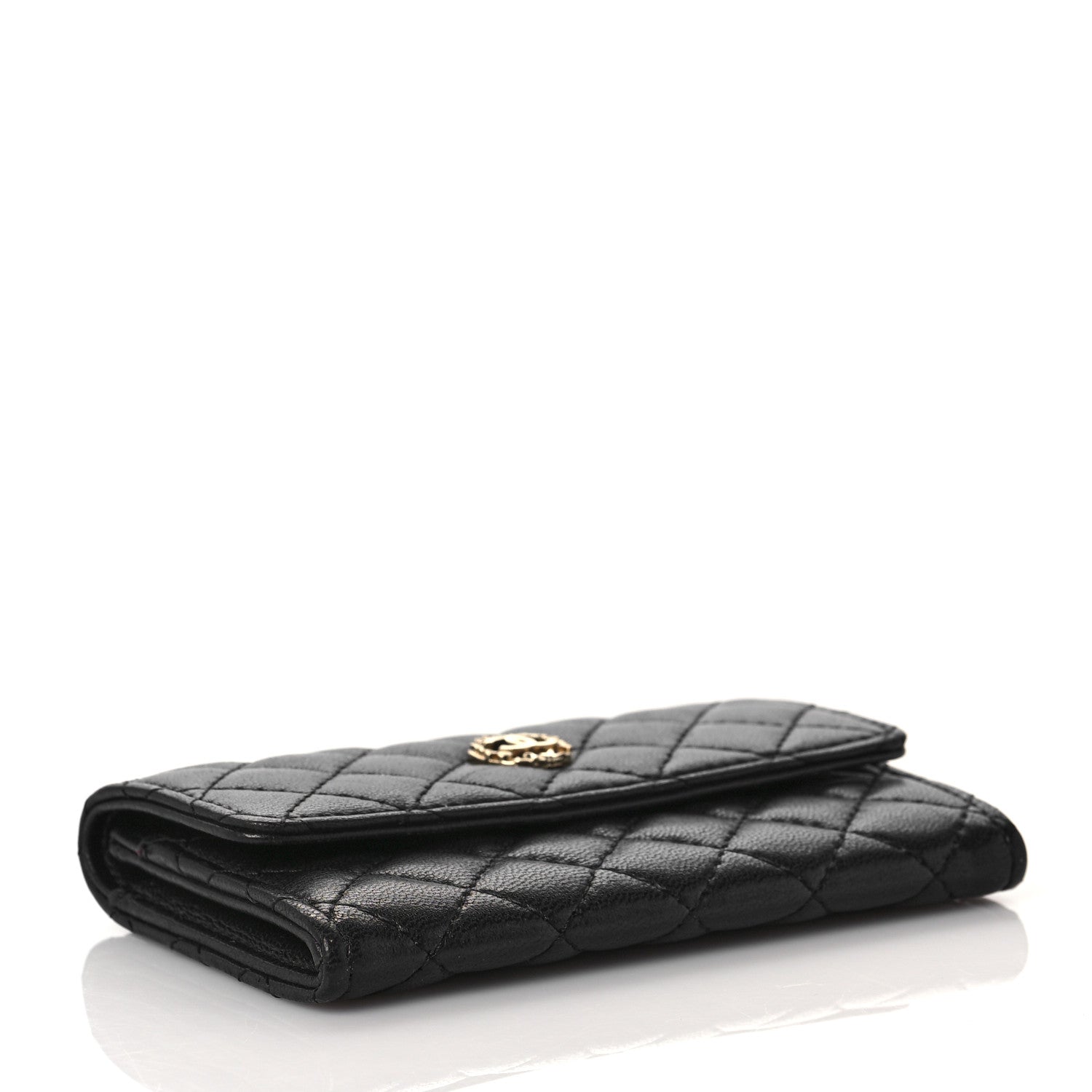 Chanel Lambskin Quilted Flap Card Holder Wallet Black 4 of 10