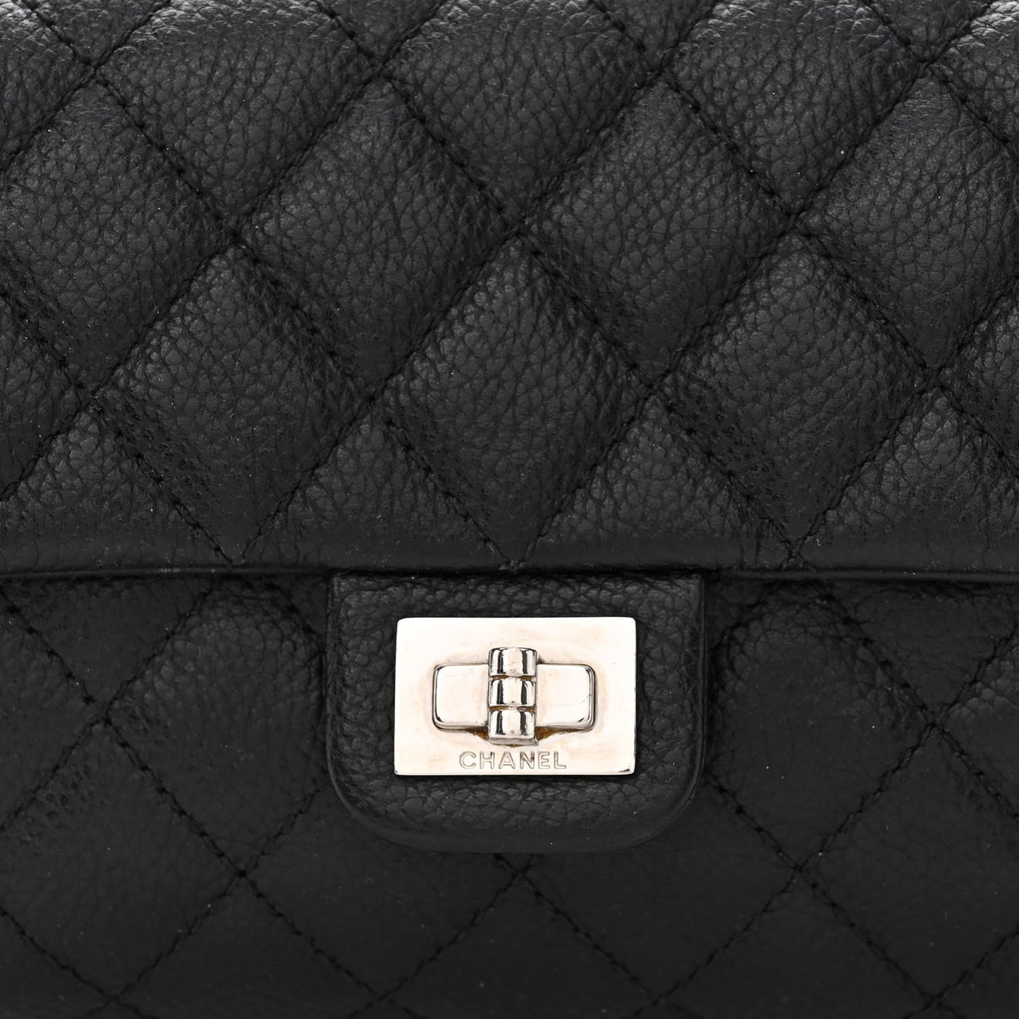 Grained Calfskin Quilted 2.55 Reissue Flap Belt Bag Clutch Black