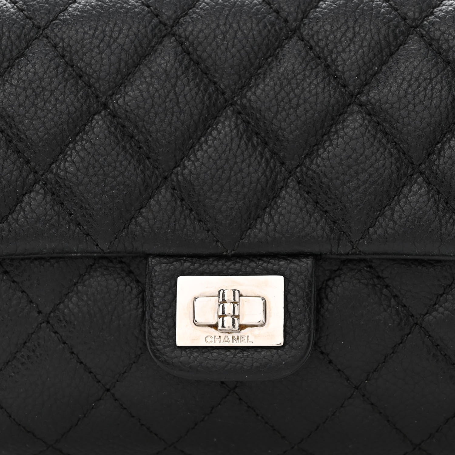 Chanel Grained Calfskin Quilted 2.55 Reissue Flap Belt Bag Clutch Black 9 of 12