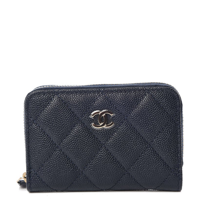 Chanel Caviar Quilted Zip Coin Purse Navy 1 of 8