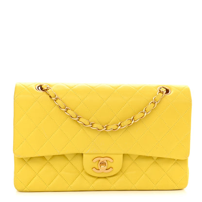 Chanel Lambskin Quilted Medium Double Flap Yellow Pink 1 of 12