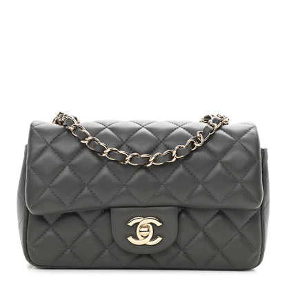 Chanel Lambskin Quilted Mini Rectangular Flap Dark Grey 1 of 9