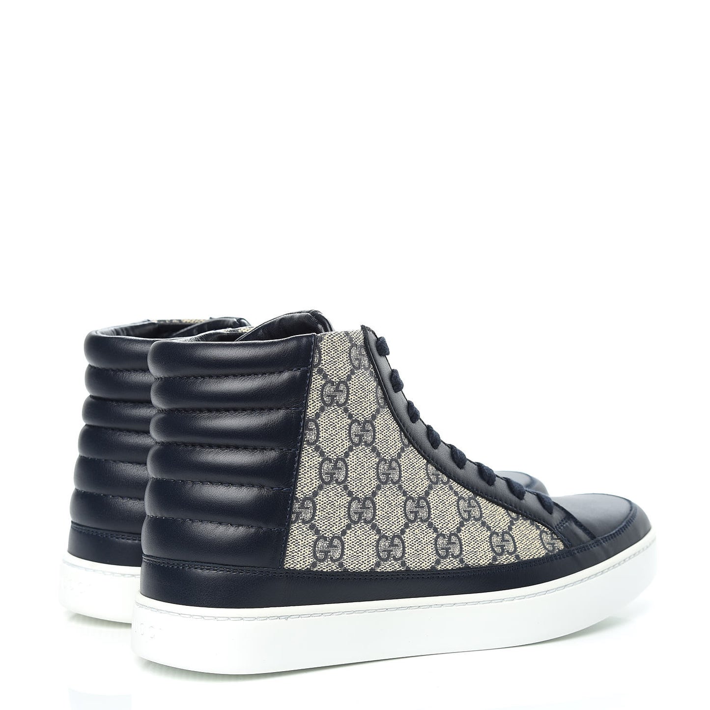GG Supreme Monogram Calfskin Mens Hightop Sneakers 6 Beige Blue