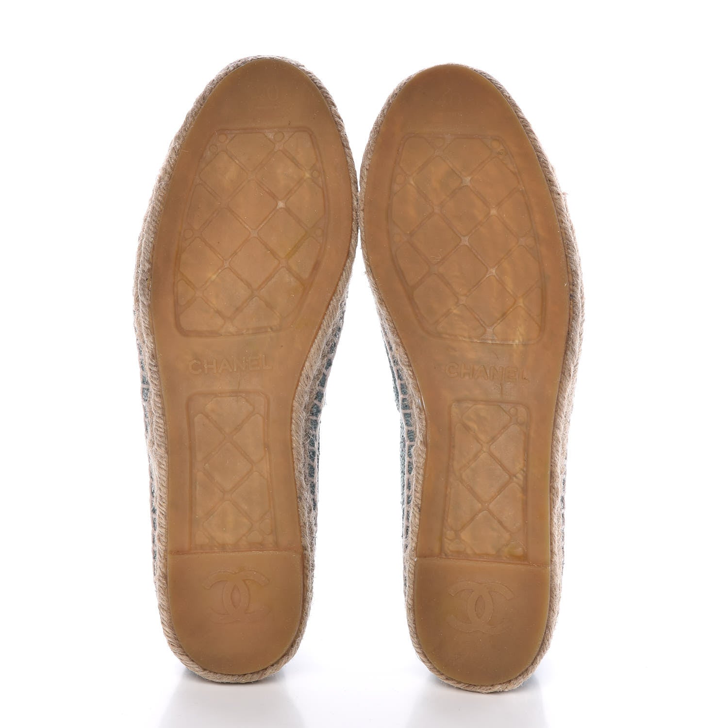 Chanel Toile Sequin CC Espadrilles 40 Green 5 of 9