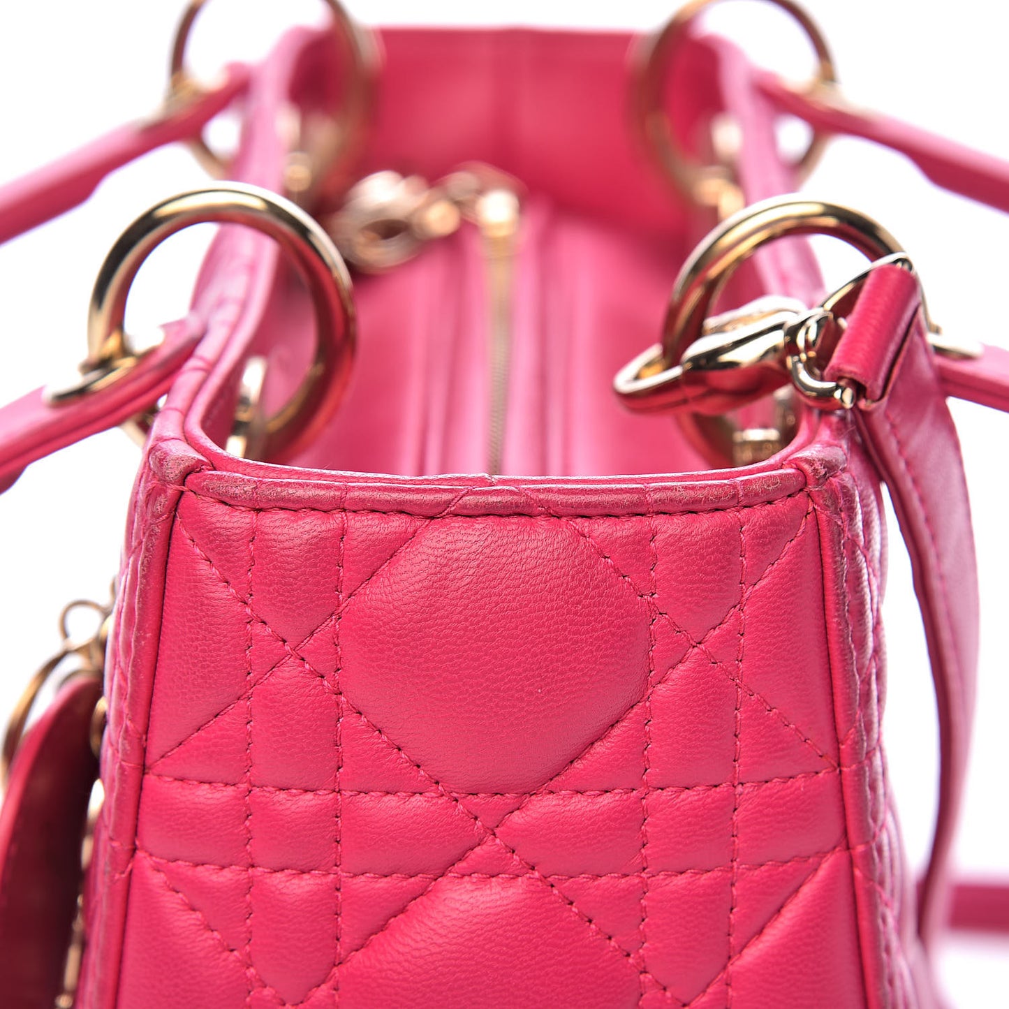 Lambskin Cannage Medium Lady Dior Fuchsia