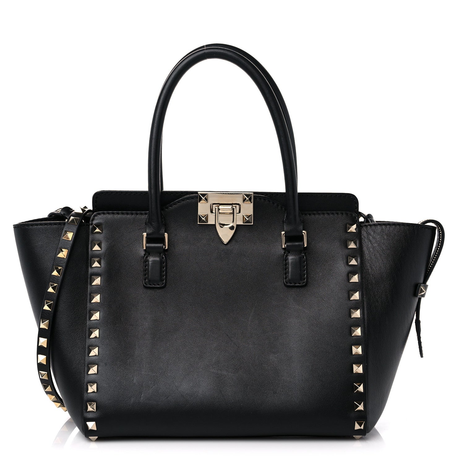 Valentino Garavani Vitello Small Rockstud Double Handle Tote Black 1 of 21