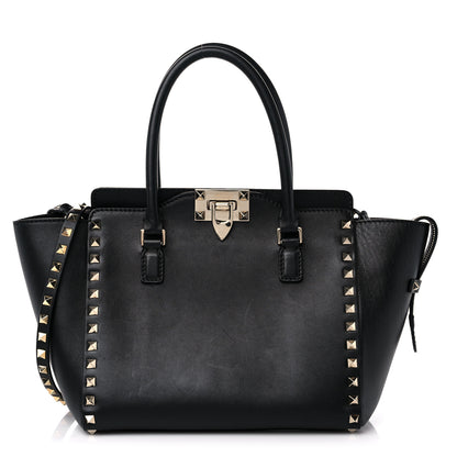 Valentino Garavani Vitello Small Rockstud Double Handle Tote Black 1 of 21