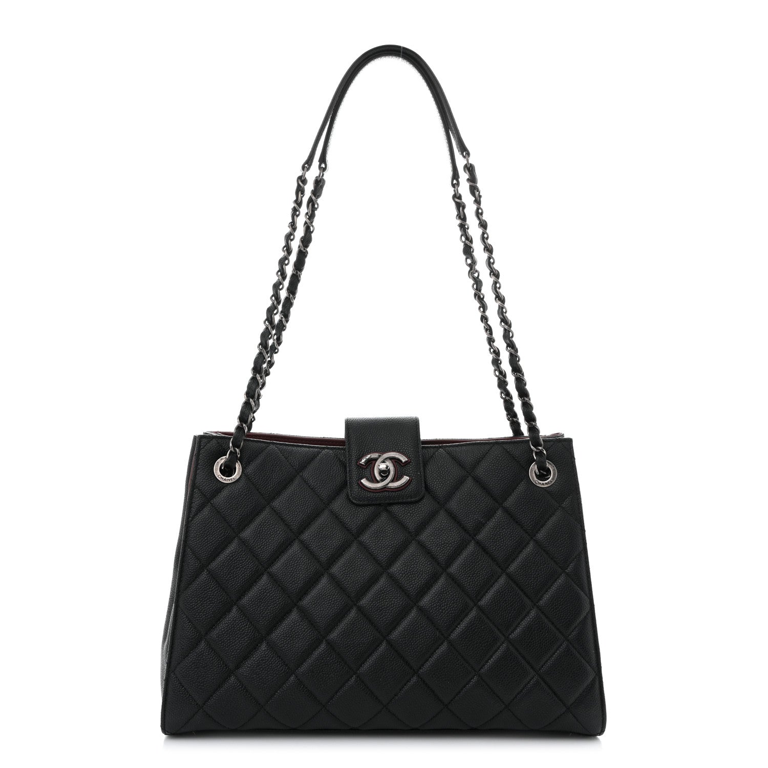 Chanel Caviar Quilted Large CC Accordion Shopping Bag Black 1 of 12