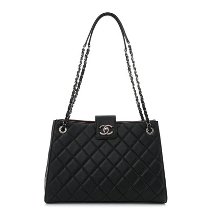 Chanel Caviar Quilted Large CC Accordion Shopping Bag Black 1 of 12