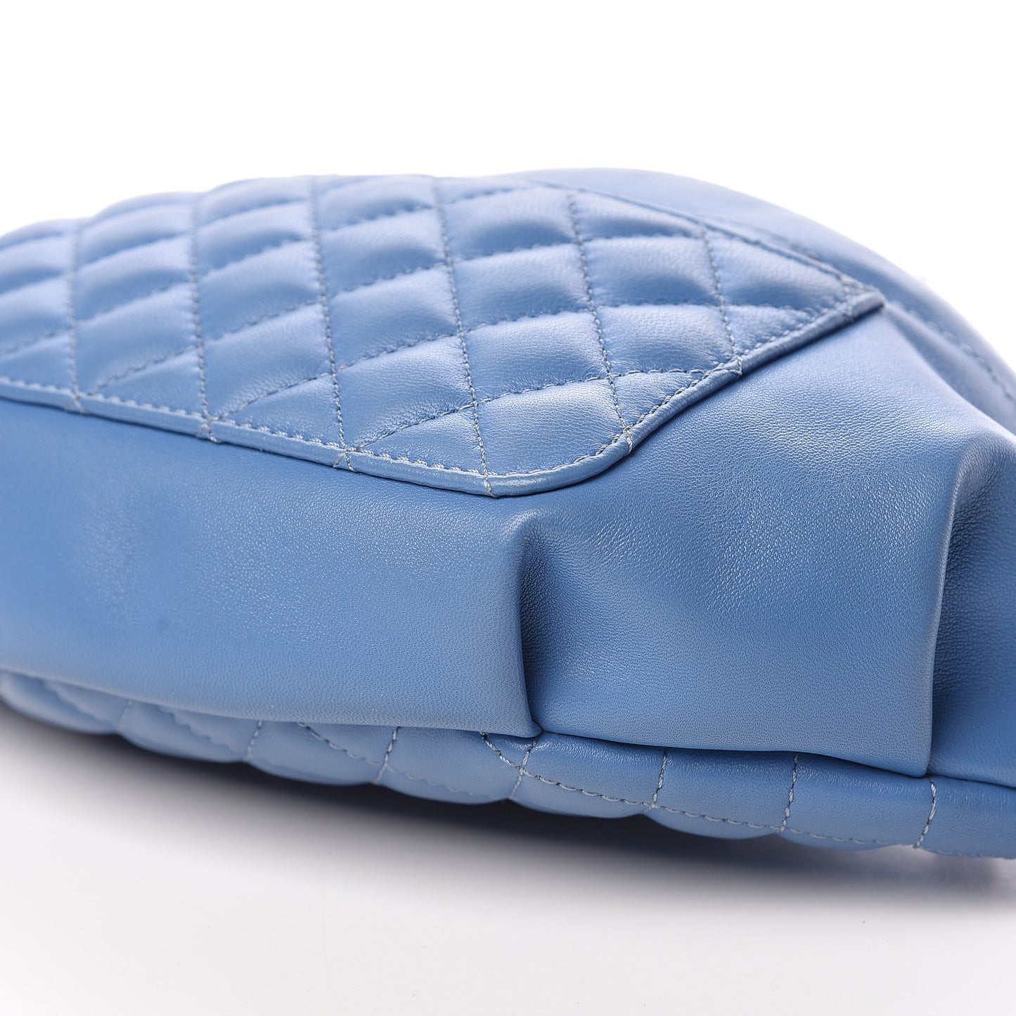 Lambskin Quilted Bi Waist Bag Fanny Pack Blue