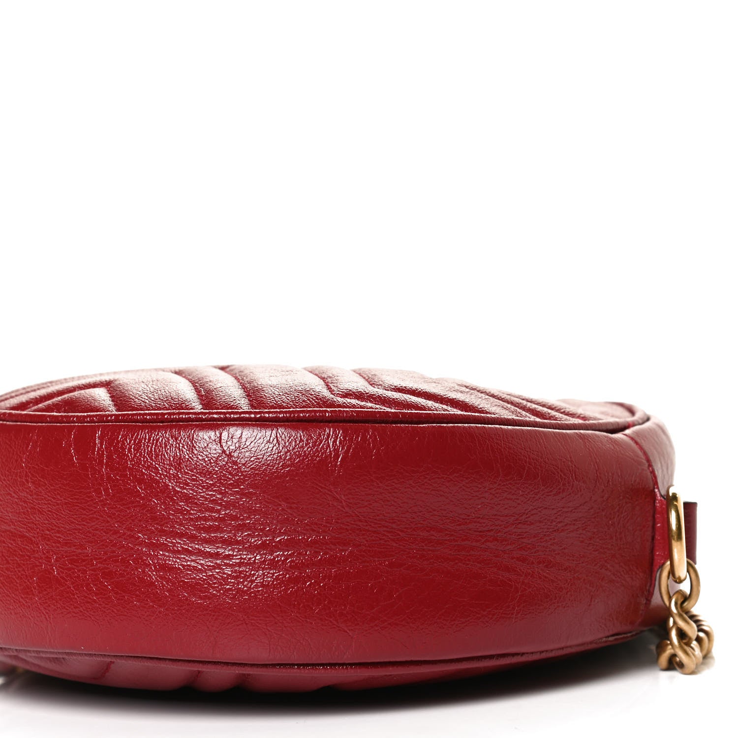Gucci Glazed Calfskin Matelasse Heart Mini GG Marmont Round Shoulder Bag Romantic Cerise 11 of 13