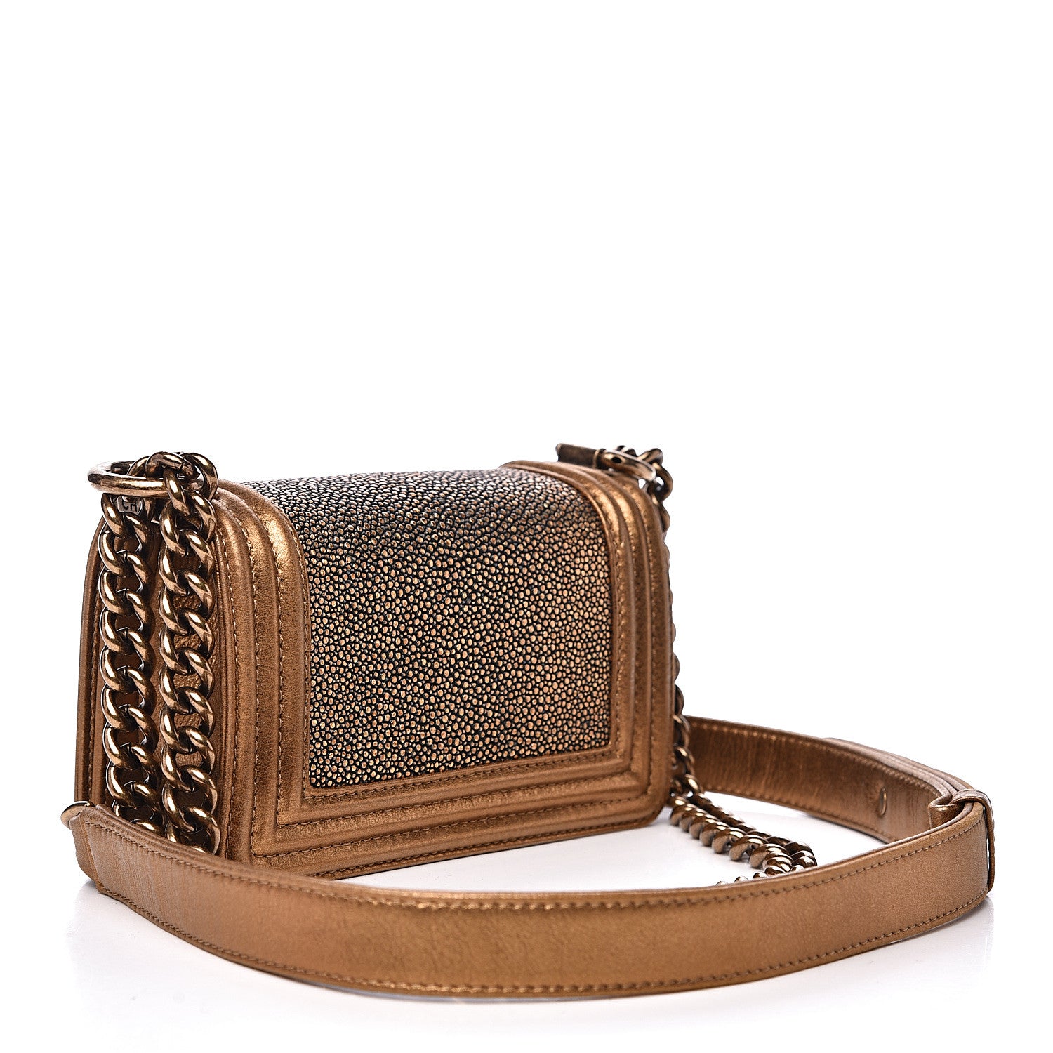 Chanel Galuchat Stingray Mini Boy Flap Gold 2 of 16