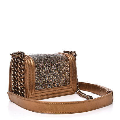 Chanel Galuchat Stingray Mini Boy Flap Gold 2 of 16