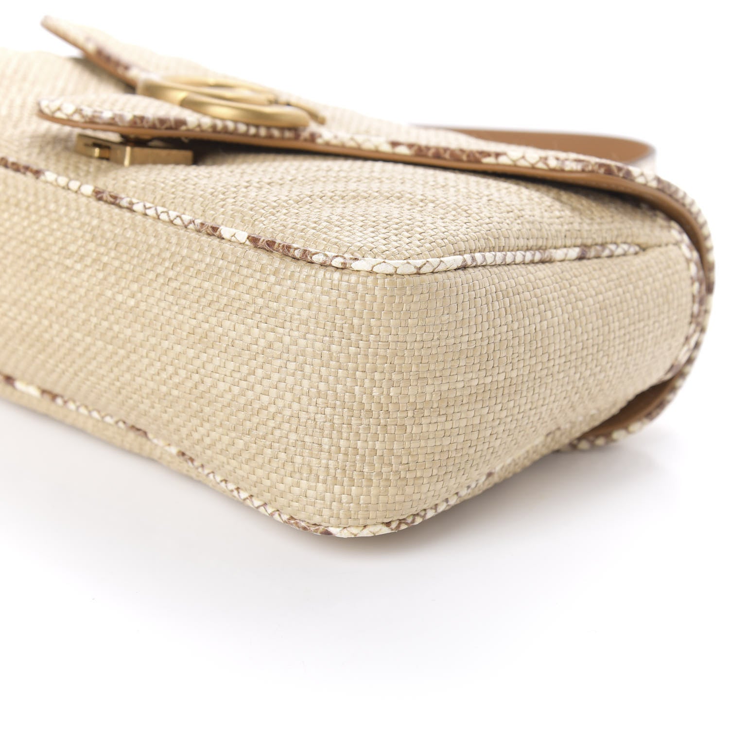 Gucci Raffia Elaphe Matelasse Small GG Marmont Shoulder Bag Natural Cream Brown 7 of 11