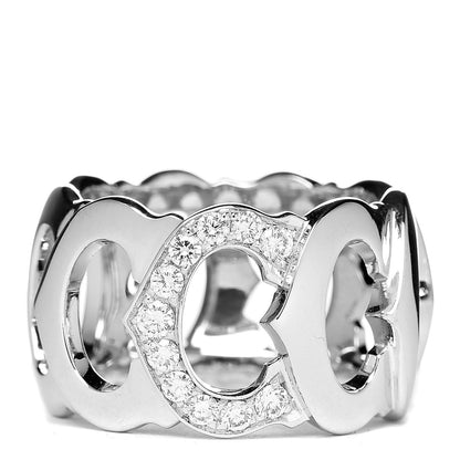 Cartier 18K White Gold Diamond C De Ring 51 5.75 1 of 5