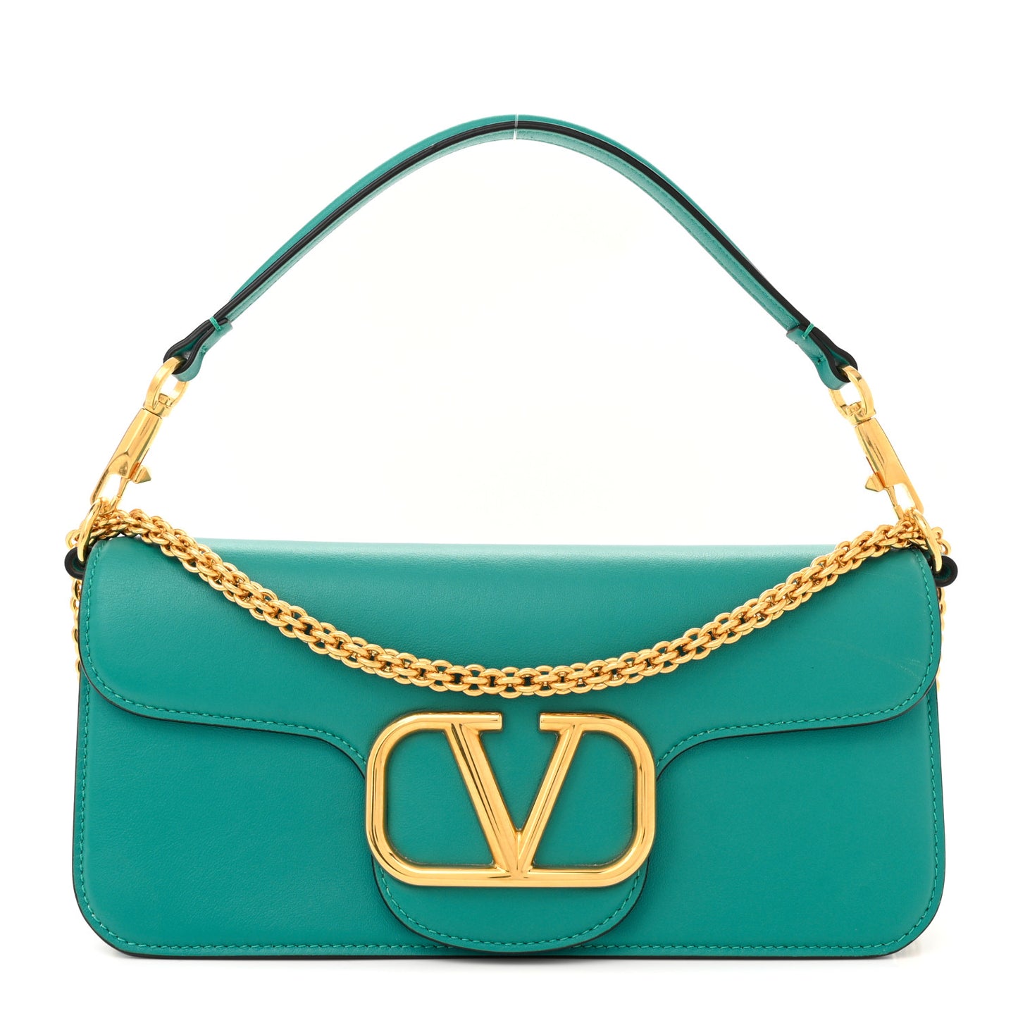 Calfskin Vlogo Loco Shoulder Bag Peacock