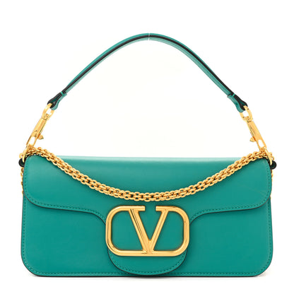 Valentino Garavani Calfskin Vlogo Loco Shoulder Bag Peacock 1 of 10