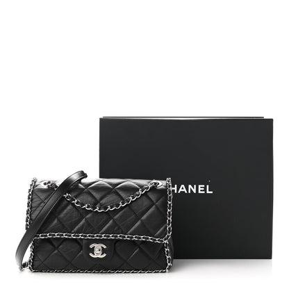 Chanel Crumpled Calfskin Medium Chain All Over Flap Black 10 of 10