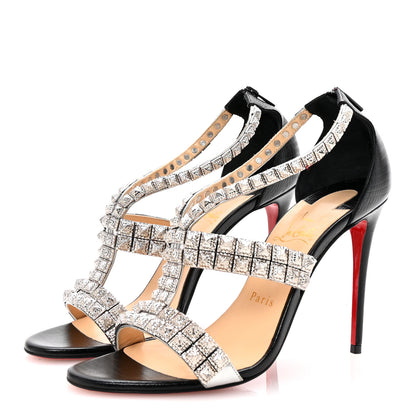 Christian Louboutin Diwali 100 Studded Sandals 39 Black 37.5 Black Silver 4 of 9