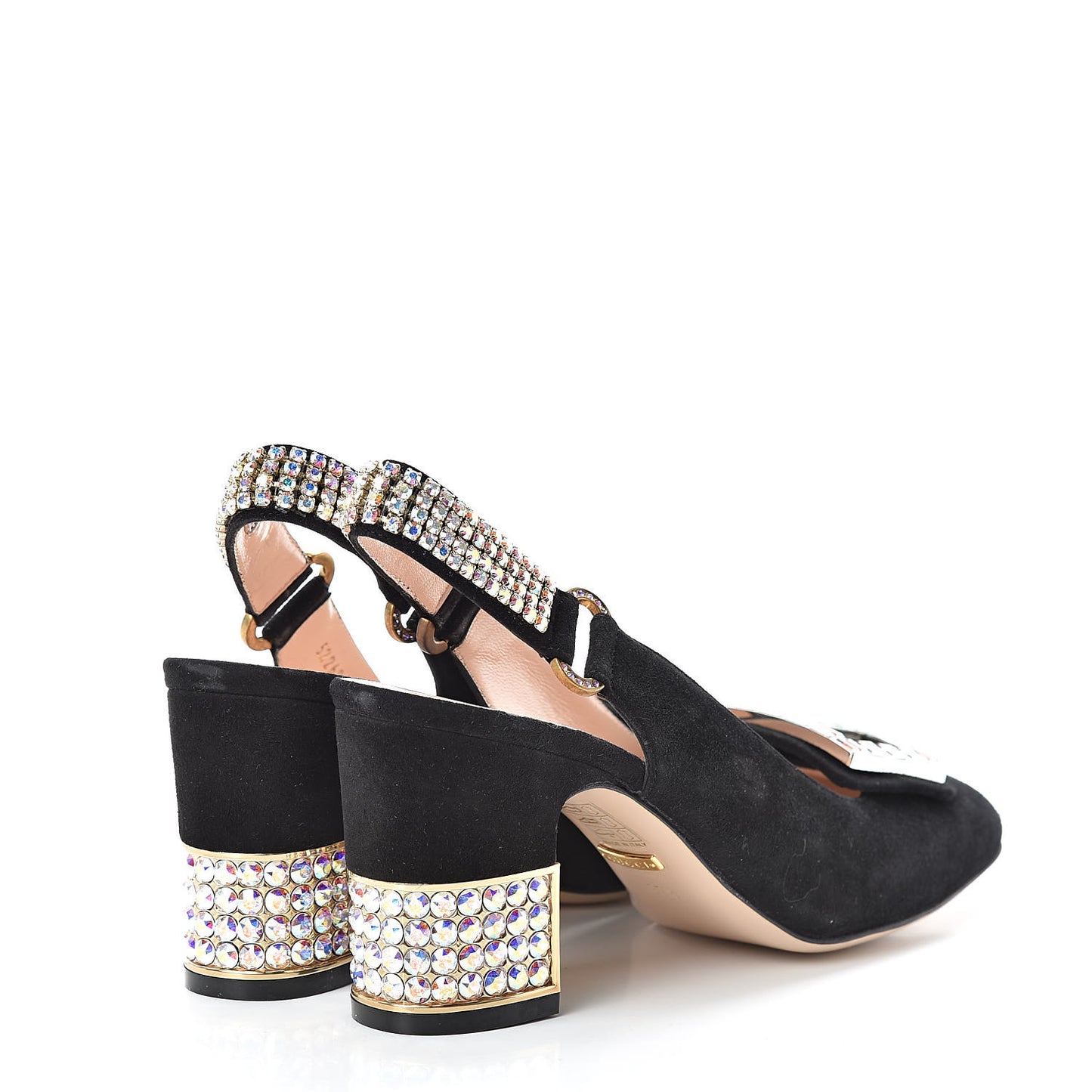 Kid Scamosciato Crystal Square G Madelyn Slingbacks 37.5 Black