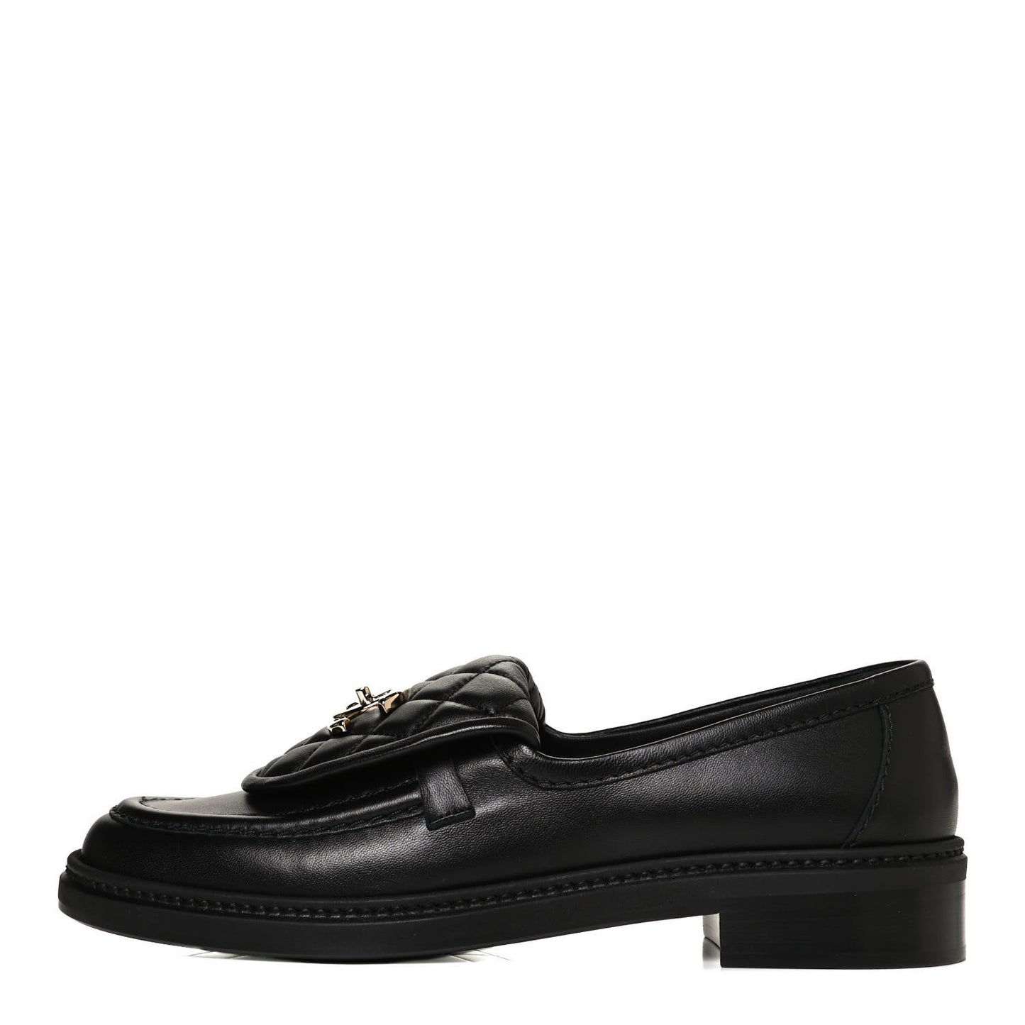 Lambskin Quilted CC Turnlock Loafers 38 Black