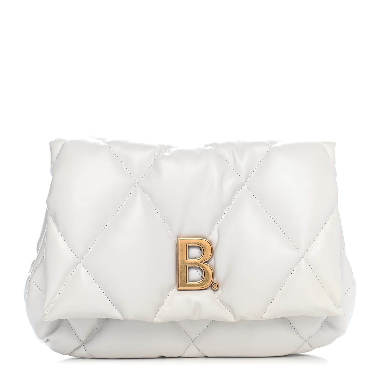 Balenciaga Nappa Calfskin Quilted Touch B Puffy Clutch White 1 of 10