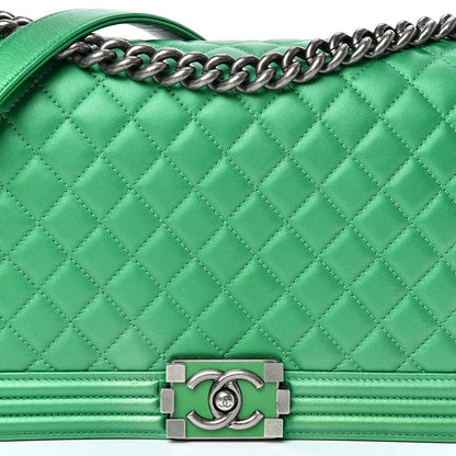 Chanel Metallic Calfskin Quilted New Medium Boy Flap Green 7 of 13