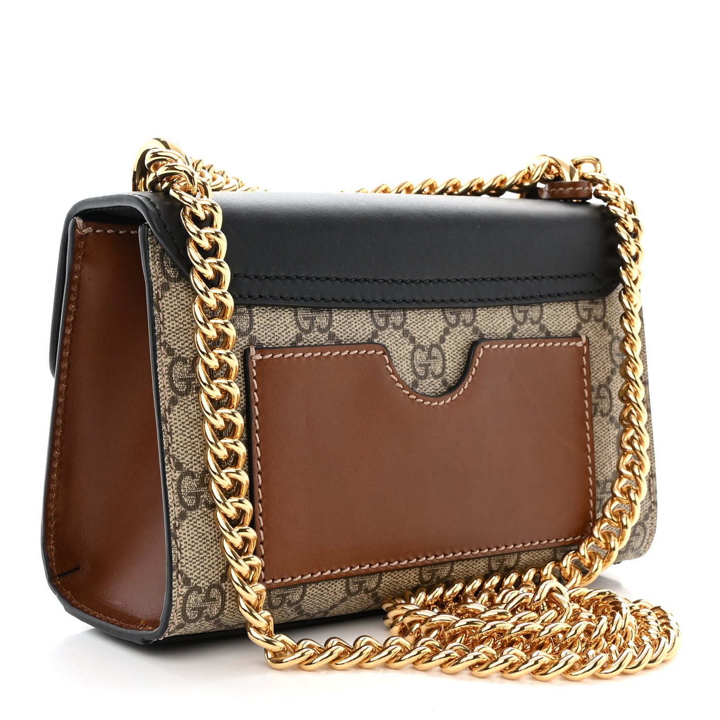 GG Supreme Monogram Calfskin Small Padlock Shoulder Bag Beige Black Cuir