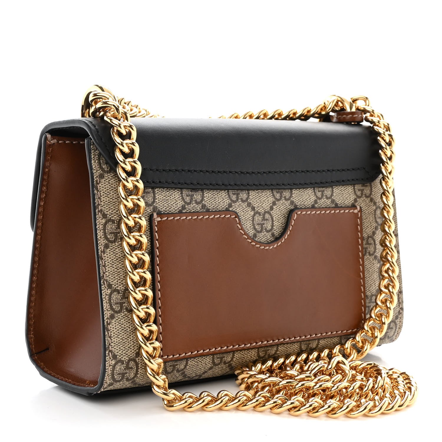 Gucci GG Supreme Monogram Calfskin Small Padlock Shoulder Bag Beige Black Cuir 3 of 15