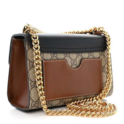 Gucci GG Supreme Monogram Calfskin Small Padlock Shoulder Bag Beige Black Cuir 3 of 15