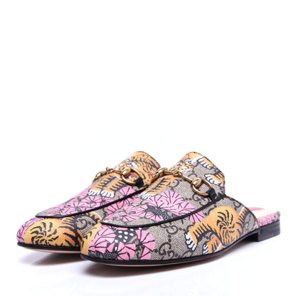 Gucci GG Supreme Monogram Bengal Womens Princetown Slippers 35 Beige Crop Pink 5 of 12