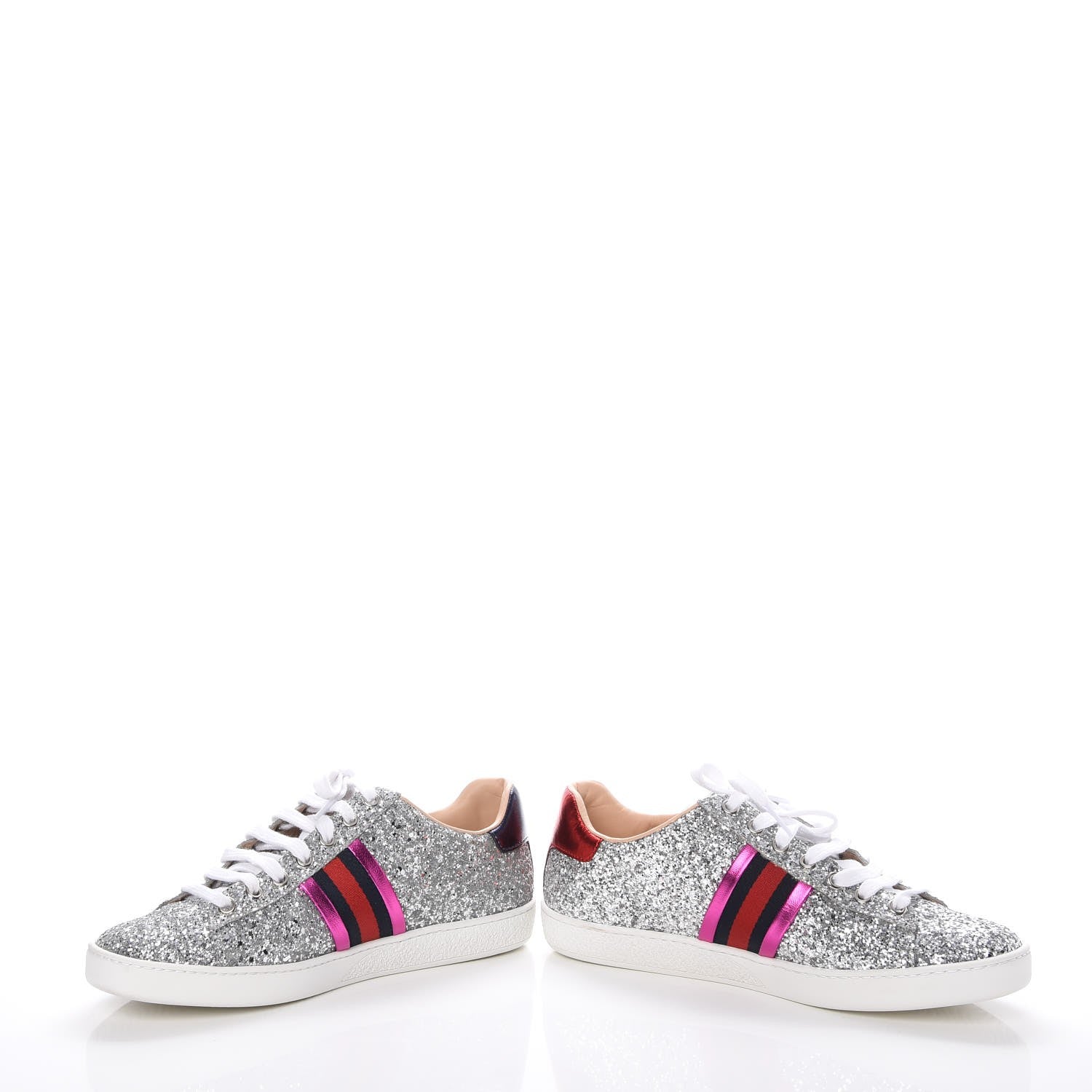 Gucci Glitter Web Ace Sneakers 38 Silver 7 of 14