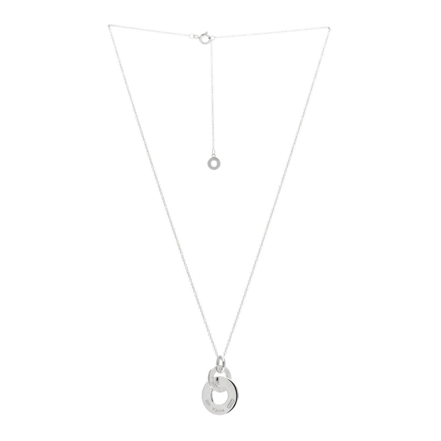Sterling Silver 1837 Double Interlocking Drop Pendant Necklace