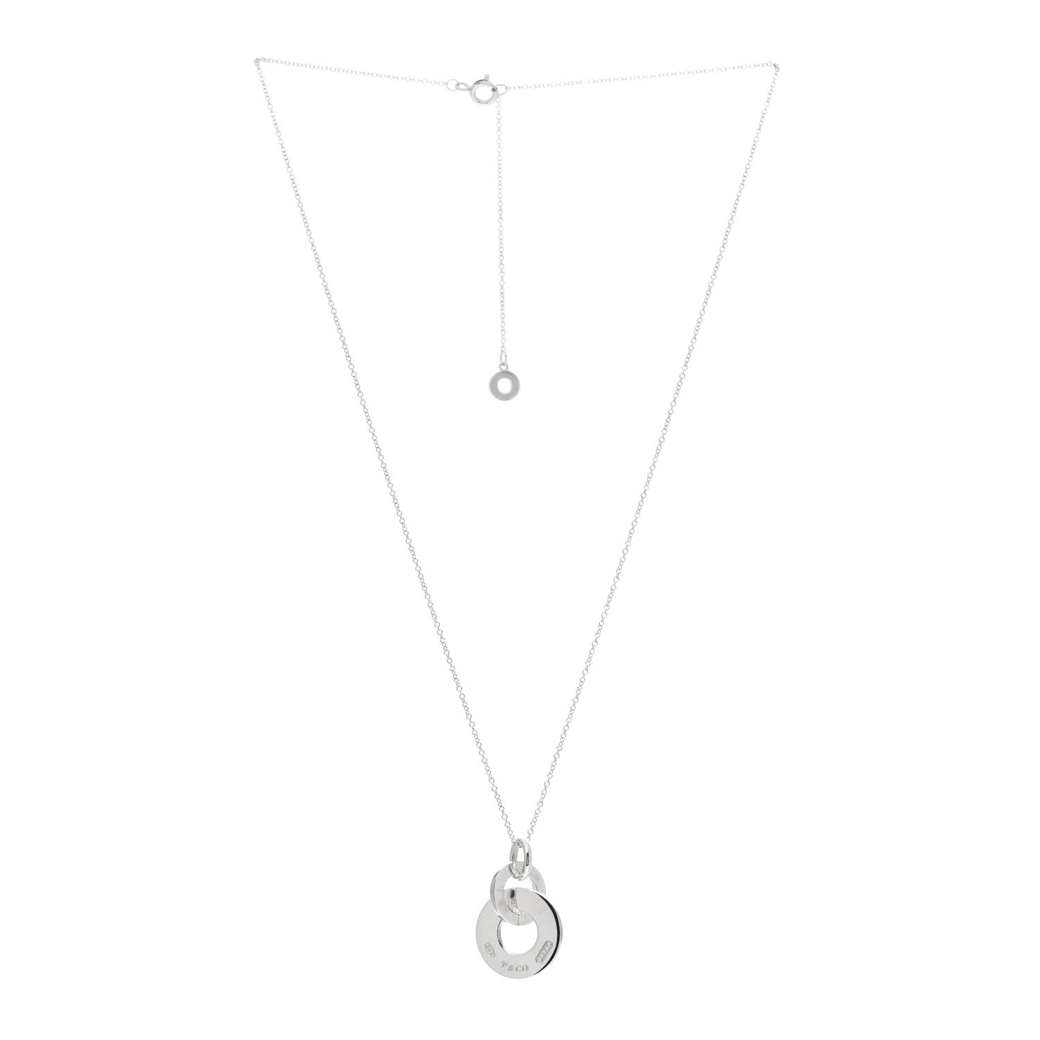Tiffany Sterling Silver 1837 Double Interlocking Drop Pendant Necklace 3 of 6