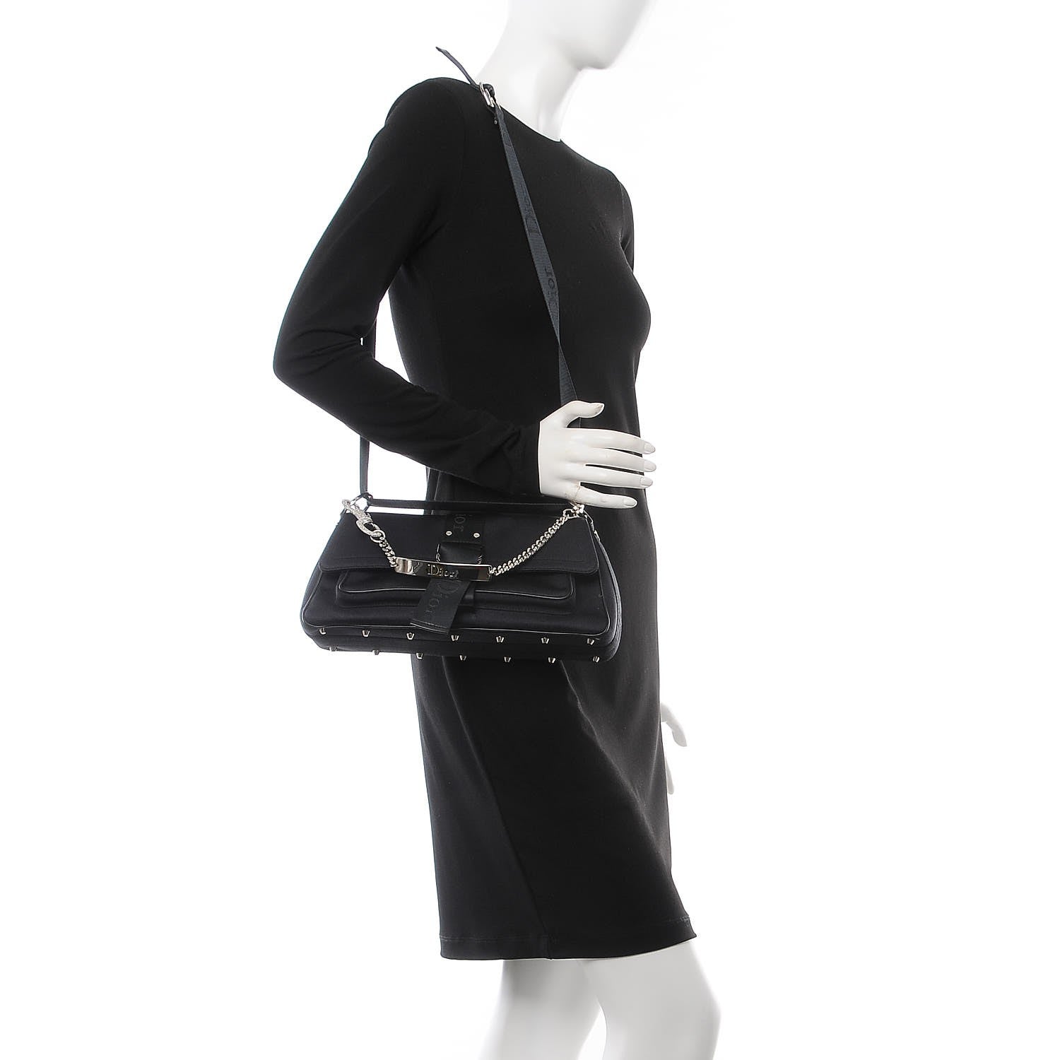 Christian Dior Silk Jersey Crystal Hardcore Clutch Black 2 of 7
