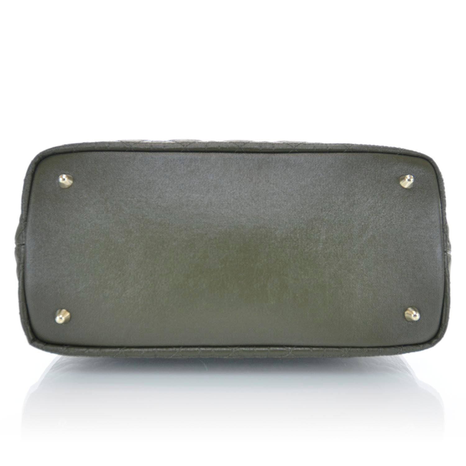 Christian Dior Coated Canvas Cannage Small Panarea Tote Olive 5 of 9