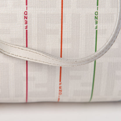 Fendi Zucca Spalmati Striped Medium Roll Tote White Multicolor 14 of 19