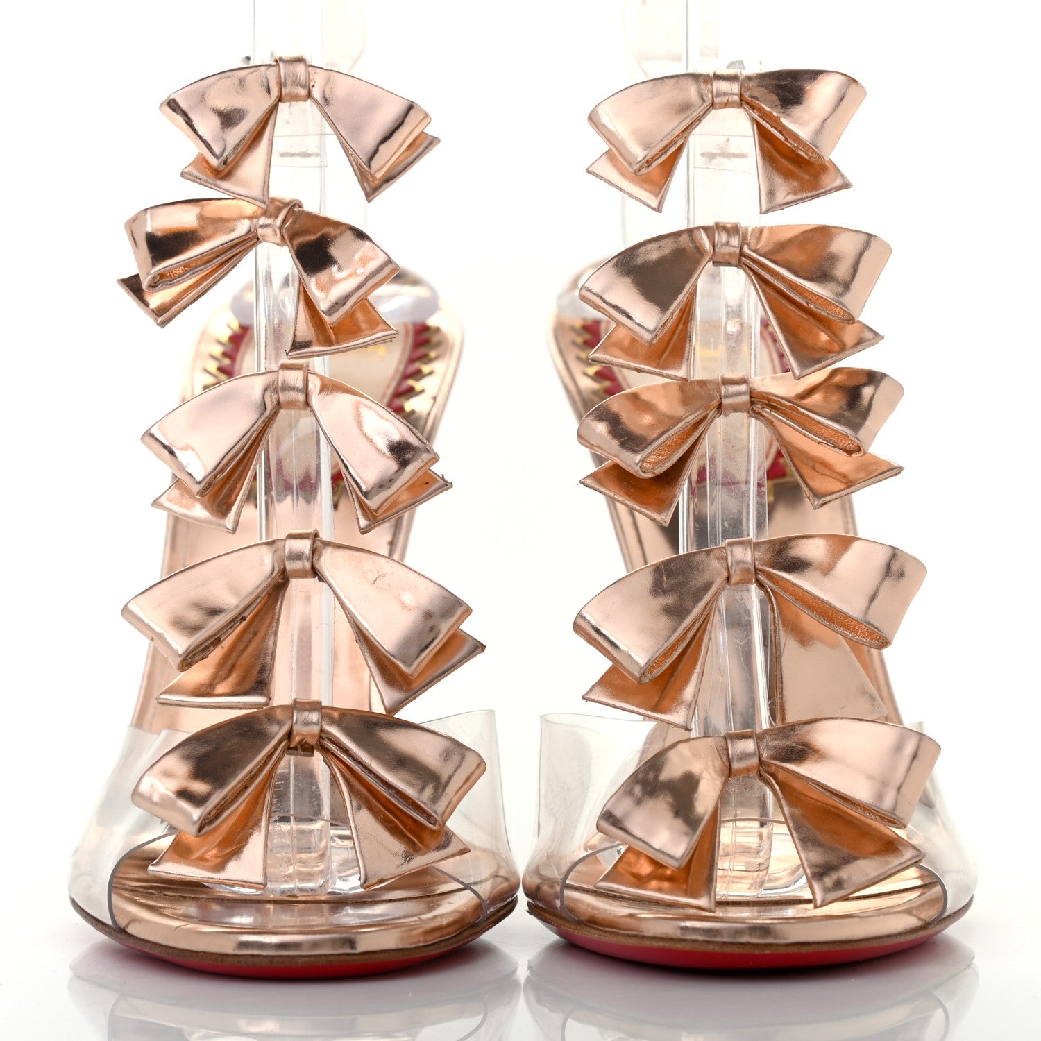 Christian Louboutin Metallic Calfskin PVC Bow Bow 20th Anniversary 100 Pumps 37 Pink 2 of 11